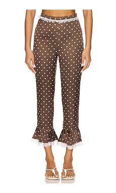 For Love & Lemons Chocolate Dot Capri Pant in Chocolate from Revolve.com | Revolve Clothing (Global)
