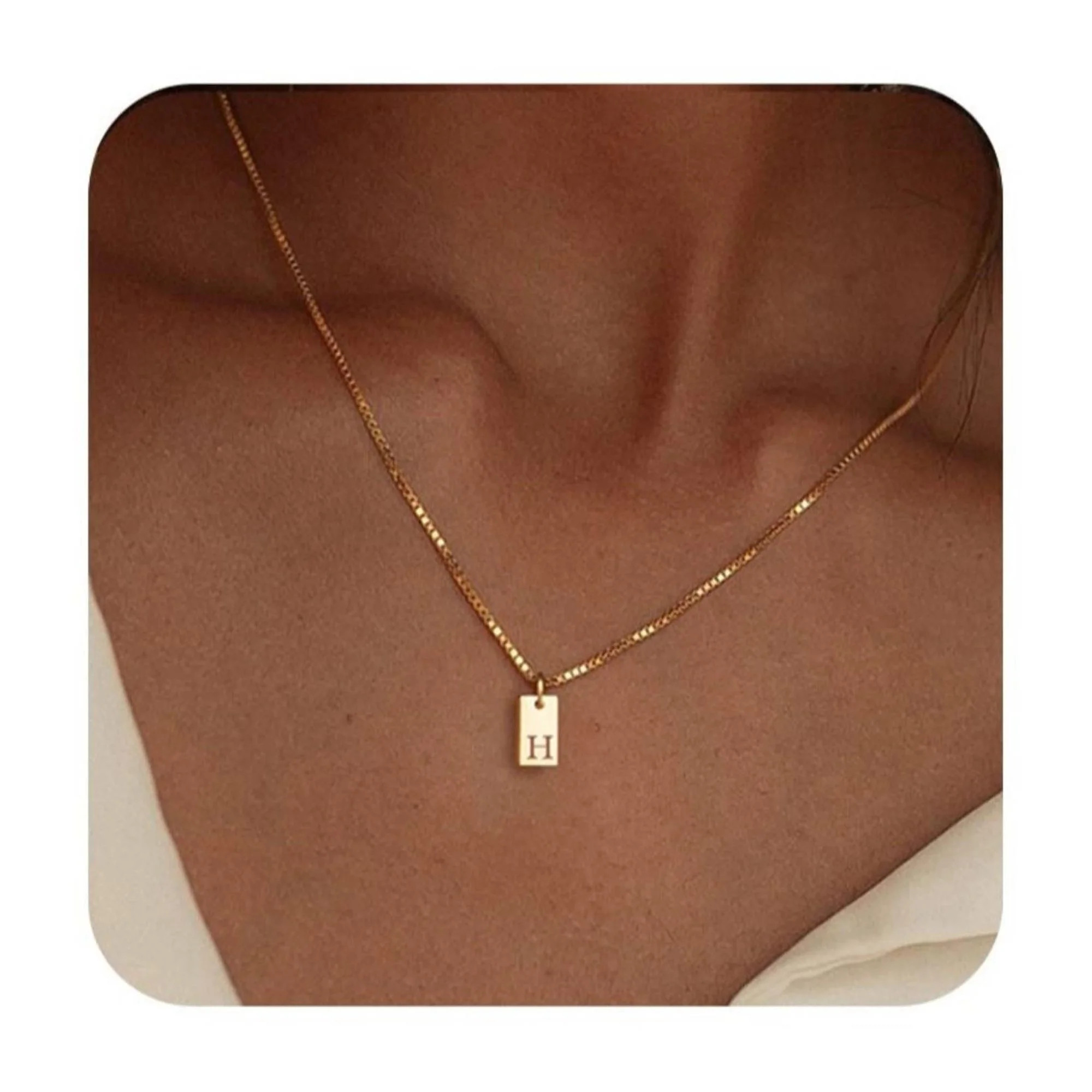 Initial Necklaces for Women 14K Gold Plated Personalized Initial Tag Pendant Necklace for Her | Walmart (US)