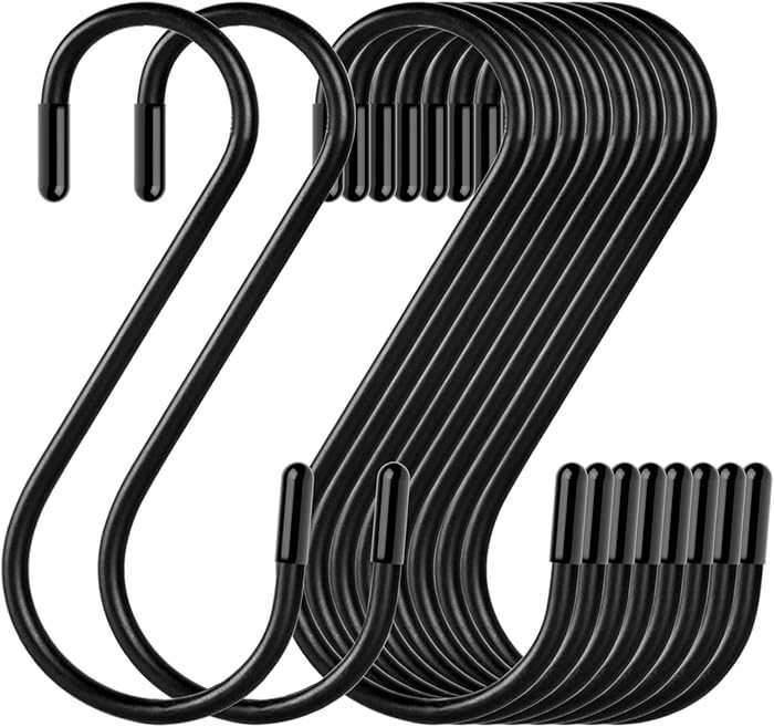 30 Pack S Hooks, 3.54 In Matte Black Heavy Duty Metal S Hooks Can with Stand, Up to 33 lbs, For K... | Amazon (US)