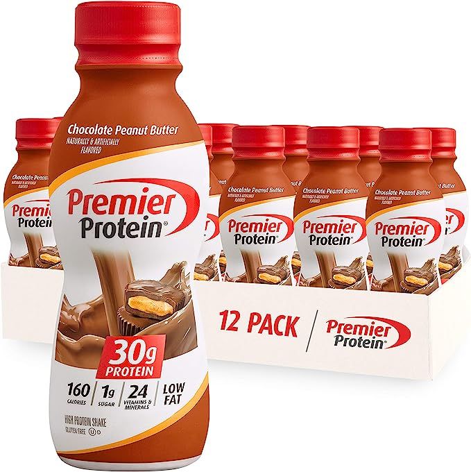 Premier Protein Shake, Chocolate Peanut Butter, 30g Protein, 1g Sugar, 24 Vitamins & Minerals, Nu... | Amazon (US)