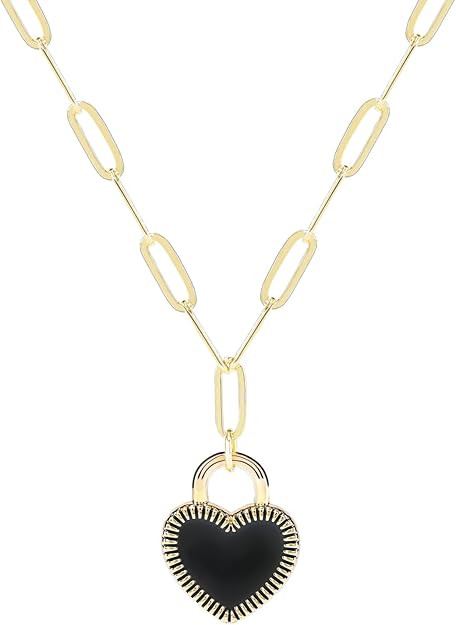 14K Gold Plated Heart Locket Women Necklace Elegant Minimalist Pendant with Adjustable 16"-18" Ch... | Amazon (US)