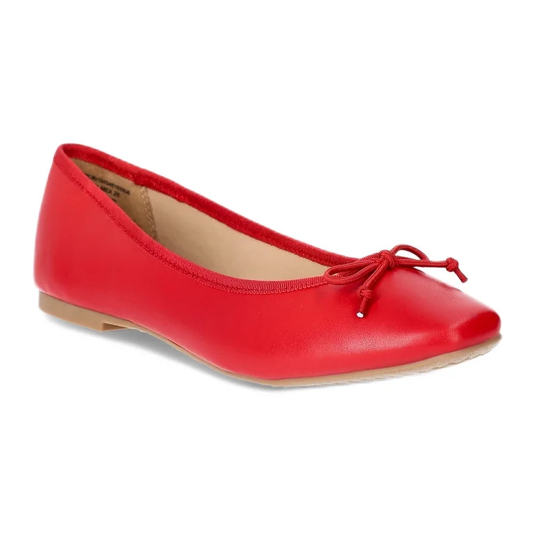 Time and Tru Women's Faux Leather Ballet Flats | Walmart (US)
