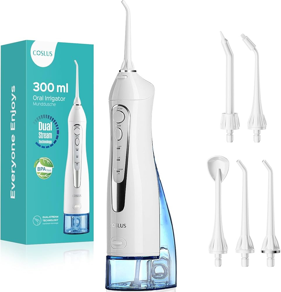 COSLUS Water Dental Flosser Teeth Pick: Portable Cordless Oral Irrigator 300ML Rechargeable Trave... | Amazon (US)