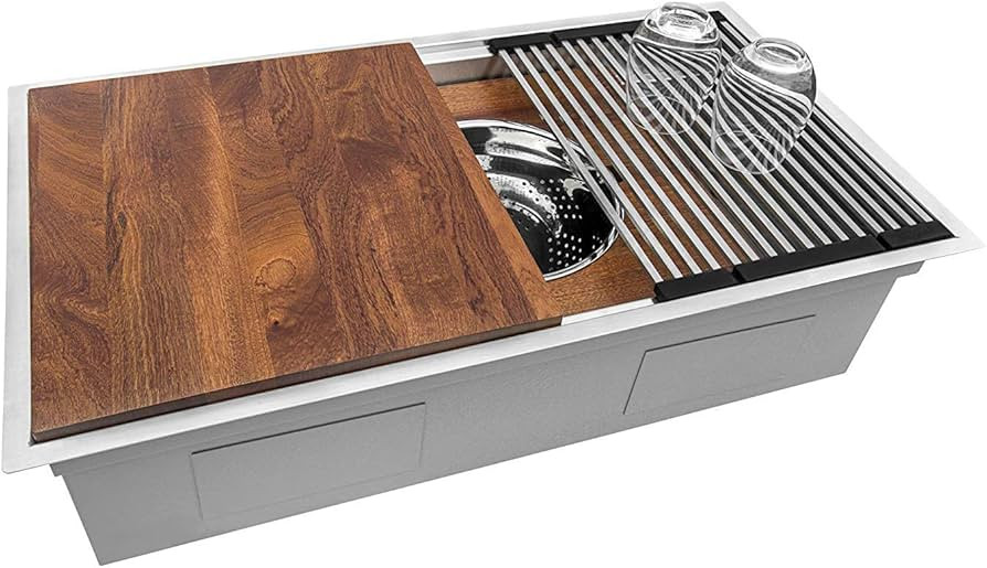 Ruvati 33-inch Workstation Ledge Kitchen Sink Undermount 16 Gauge Stainless Steel - RVH8222 | Amazon (US)