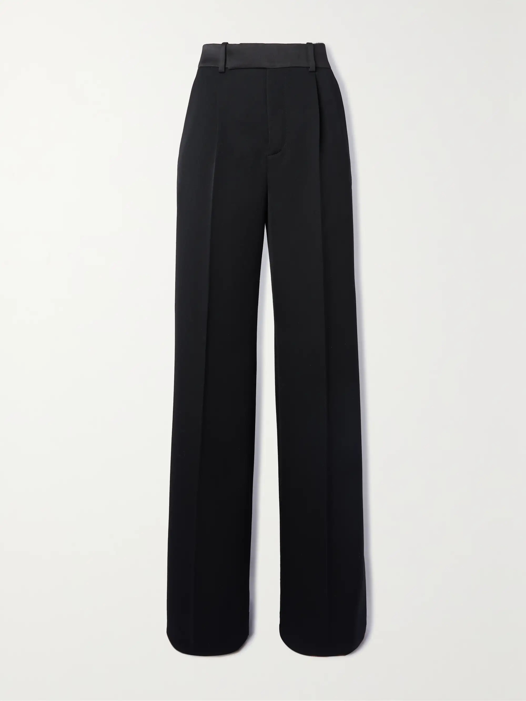 Satin-trimmed grain de poudre wool wide-leg pants | NET-A-PORTER (UK & EU)