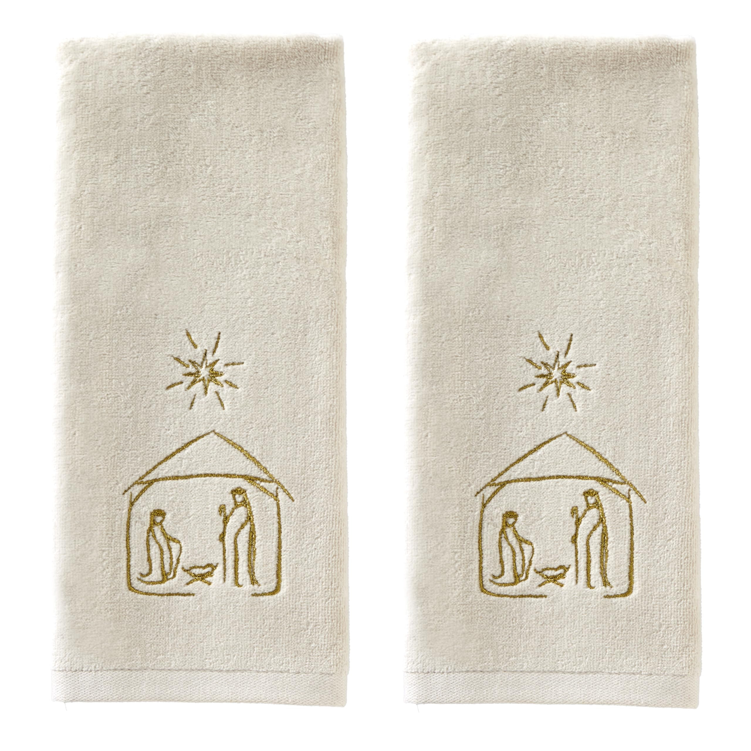 SKL Home Religious/Christmas/Winter Nativity Hand Towel 2pc Set for Bath/Kitchen & Gift, Natural | Amazon (US)