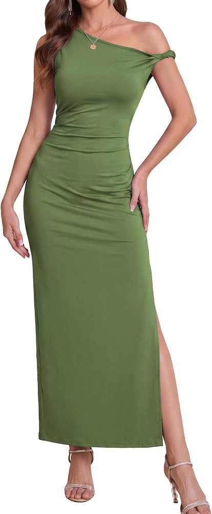 Twist Strap, Side Slit, Slim Fitted Cocktail Party Semi Formal Elegant Wedding Guest Sexy Club Ni... | Amazon (US)