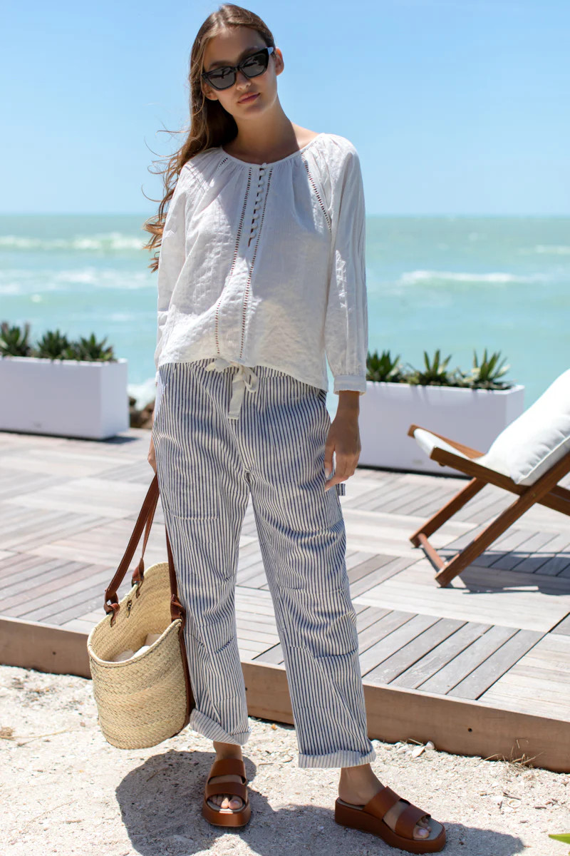 Family Cargo Pant - Indigo Stripe Organic | Emerson Fry