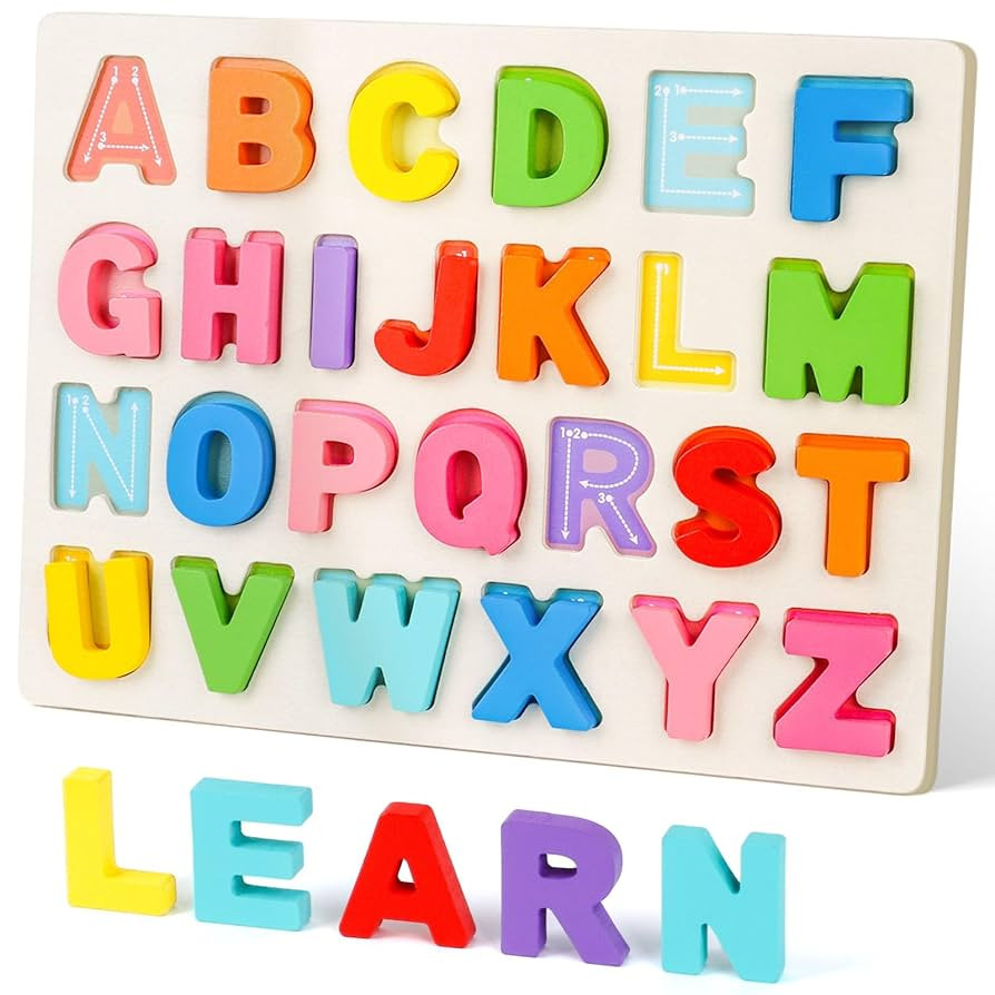 Amor Present Preschool Learning Toys,ABC Wooden Alphabet Puzzle Board for Toddlers, Educational M... | Amazon (US)