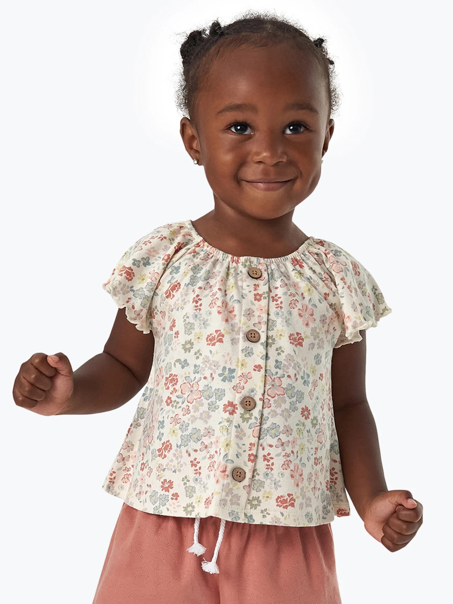 Modern Moments by Gerber Toddler Girl Organic Ruffled Short Sleeve Top, Sizes 12M-5T | Walmart (US)