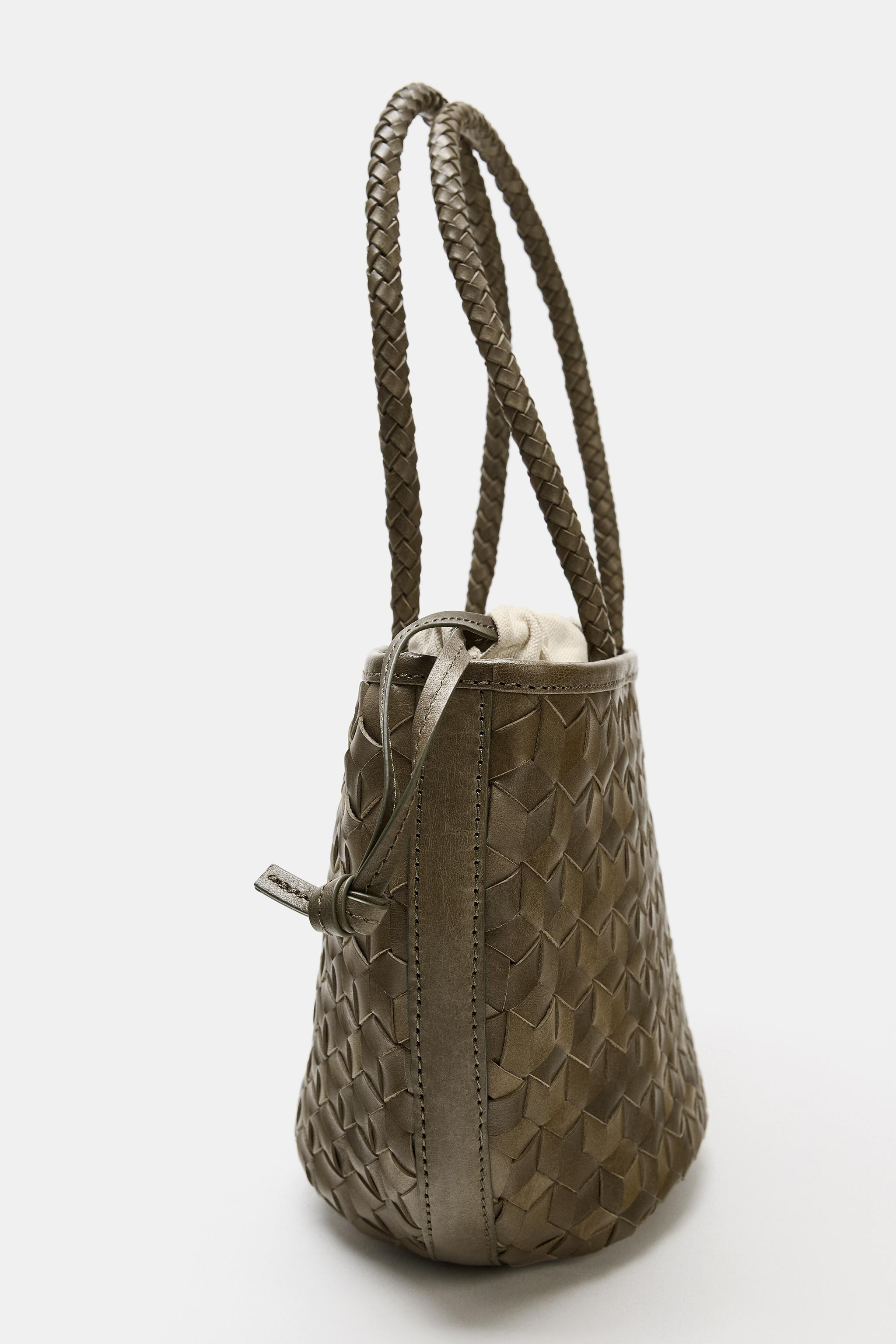 BRAIDED LEATHER SHOULDER BAG | Zara UK