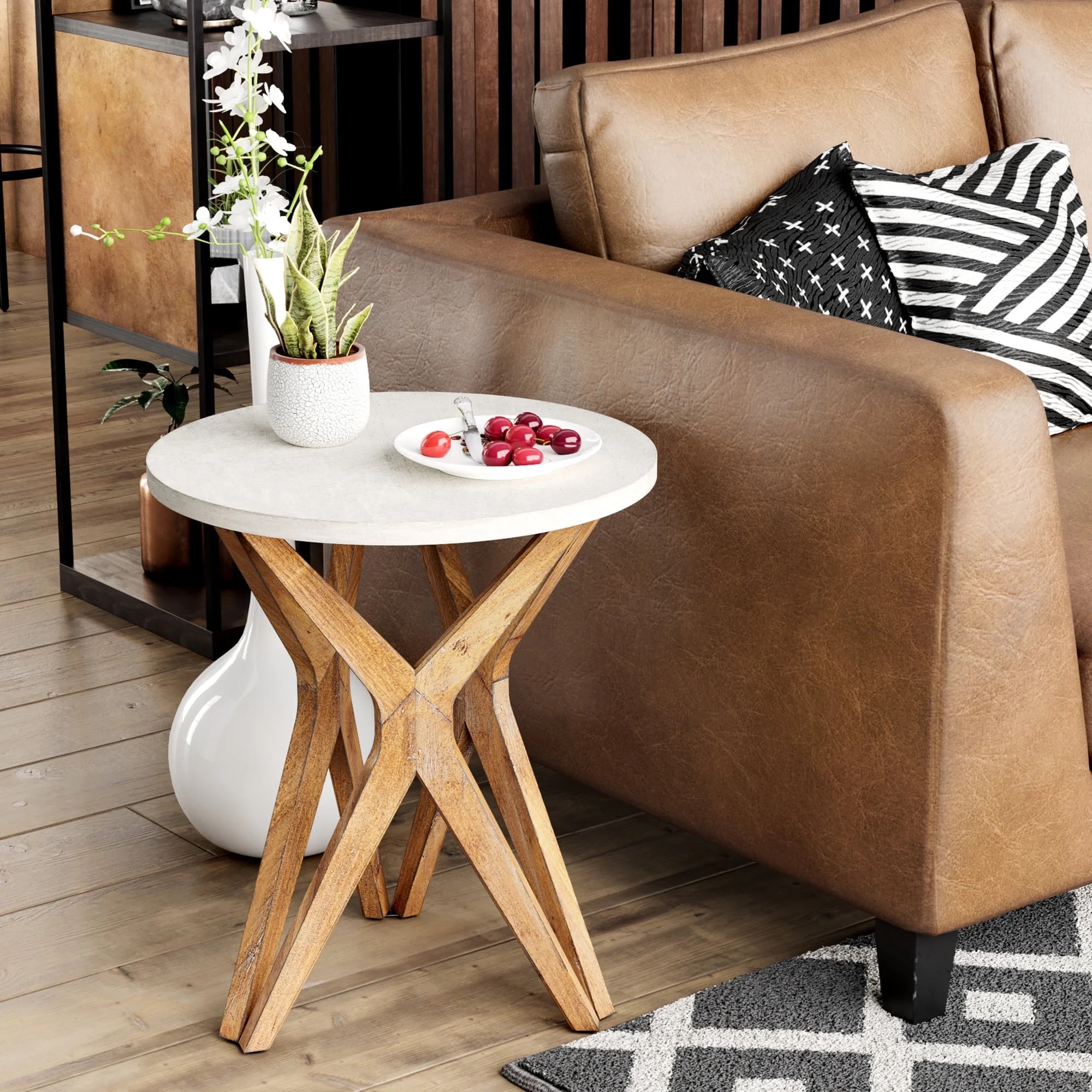 COZAYH Pedestal Farmhouse End Table, Distressed White Top with Tripod Base for Modern Farmhouse, ... | Walmart (US)