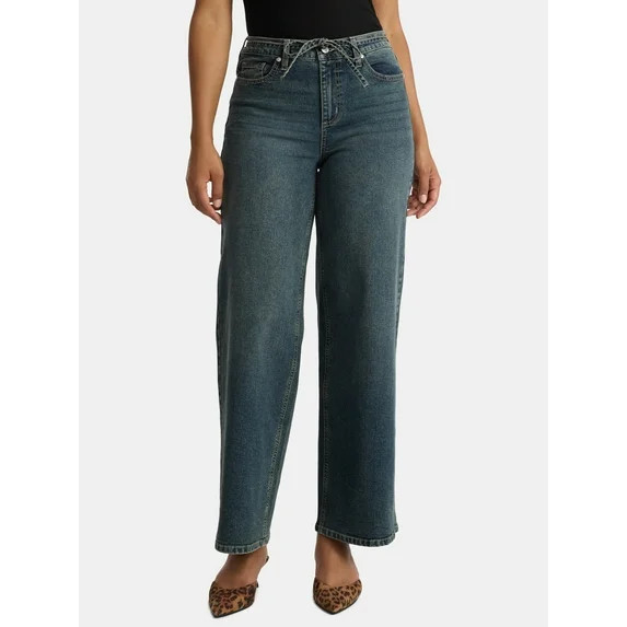Madden NYC Women's Tie Belt Jeans, 32" Inseam, Sizes 00-18 | Walmart (US)