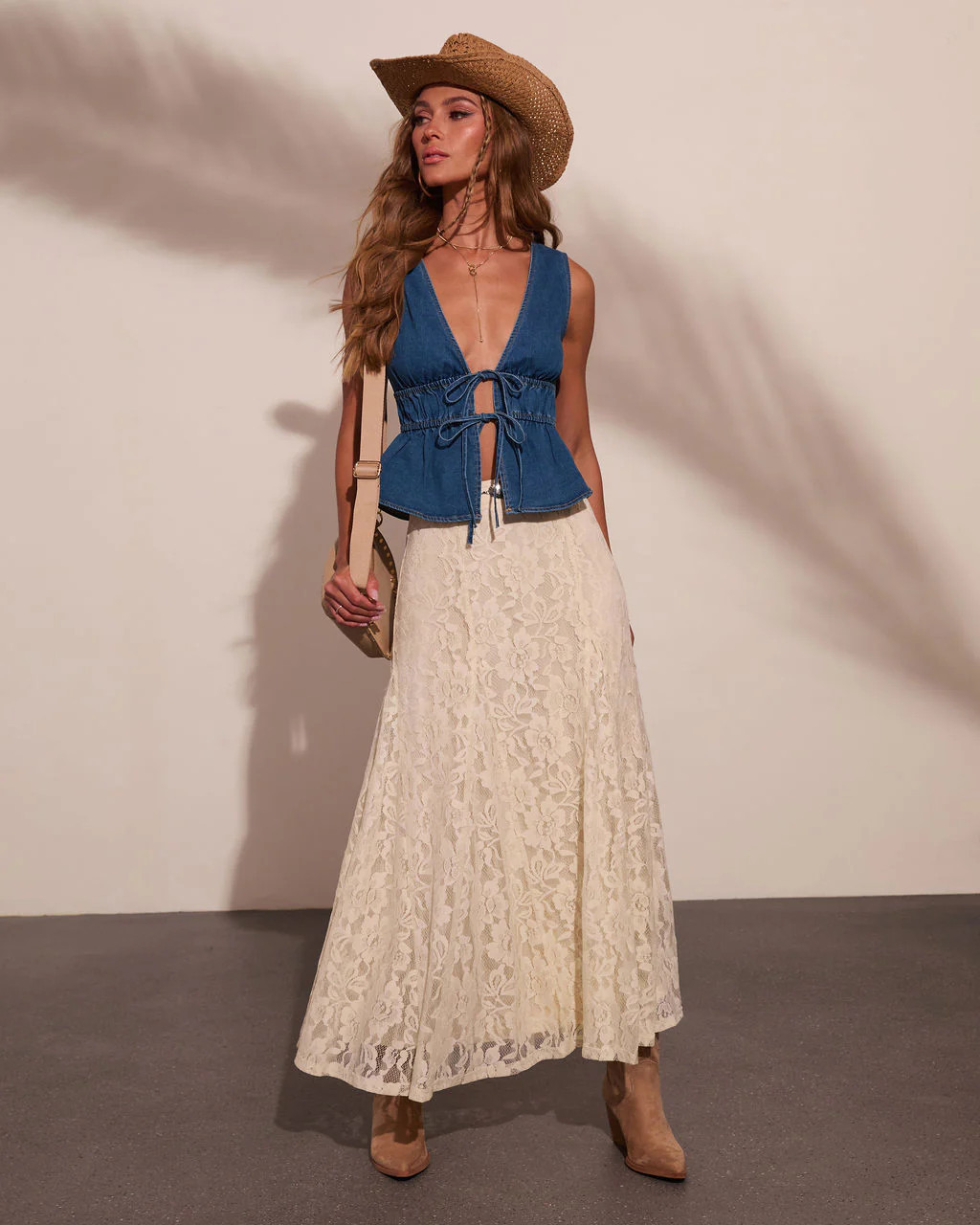 Prairie Spell Floral Lace Maxi Skirt - Cream / L | VICI