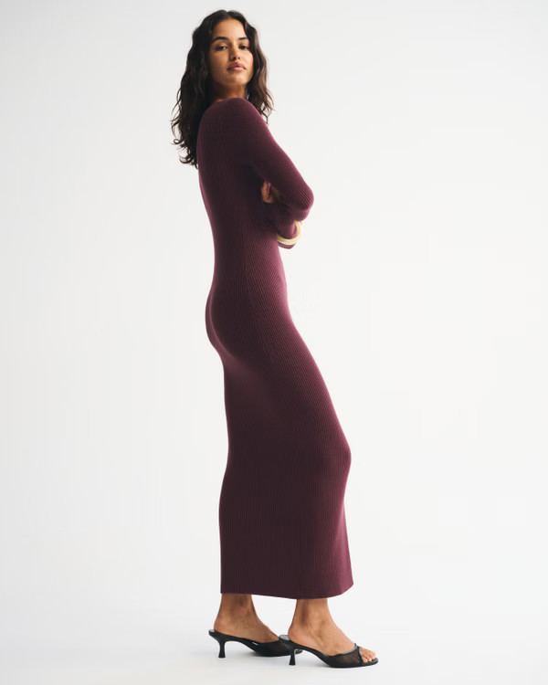 Women's Long-Sleeve Button-Through Maxi Sweater Dress | Women's Dresses & Jumpsuits | Abercrombie... | Abercrombie & Fitch (US)