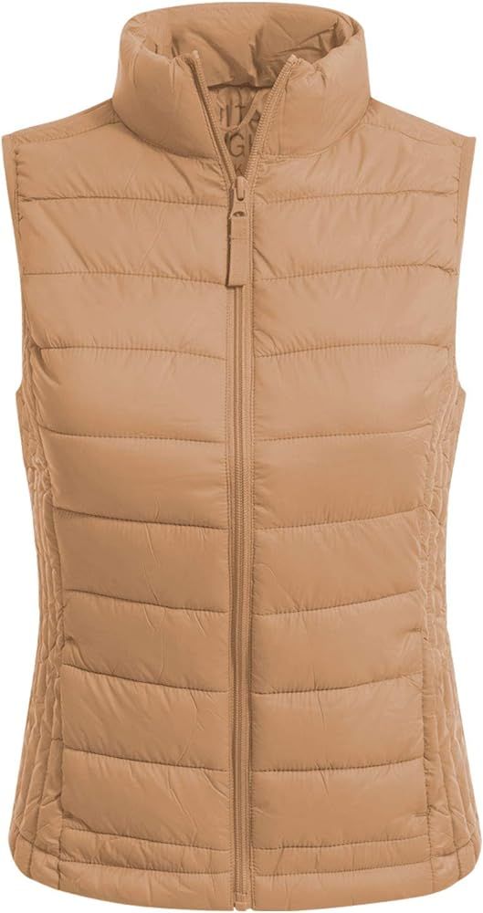 MixMatchy Women's Padded Vest Lightweight Stand Collar Zip-up Quilted Gilet | Amazon (US)