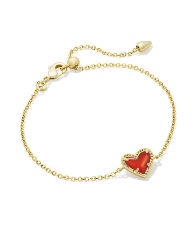 Ari Heart Gold Delicate Chain Bracelet in Red Illusion | Kendra Scott | Kendra Scott