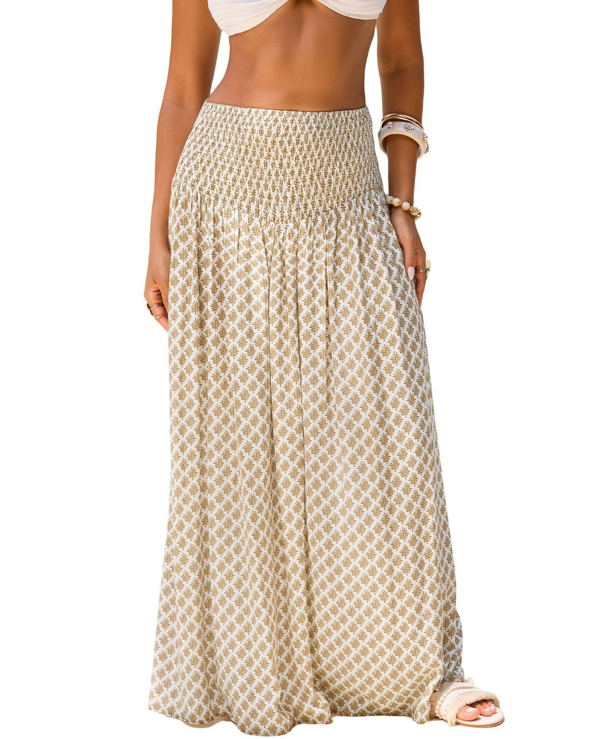Cupshe Women's Earthshine Ornate Maxi Skirt - Beige/khaki | Macy's