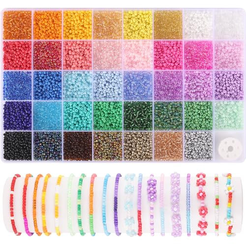 3mm Seed Beads for Jewelry Making, 39 Colors Small Beads for Bracelets | Amazon (US)