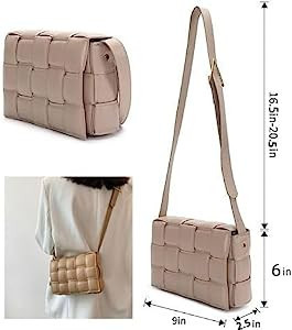 Woven Padded Cassette Crossbody Bags for Women, Small Leather Shoulder Bag Clutch Purse Trendy Ha... | Amazon (US)