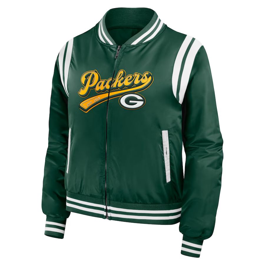 Green Bay Packers WEAR by Erin Andrews Women's Bomber Full-Zip Jacket - Green | Fanatics