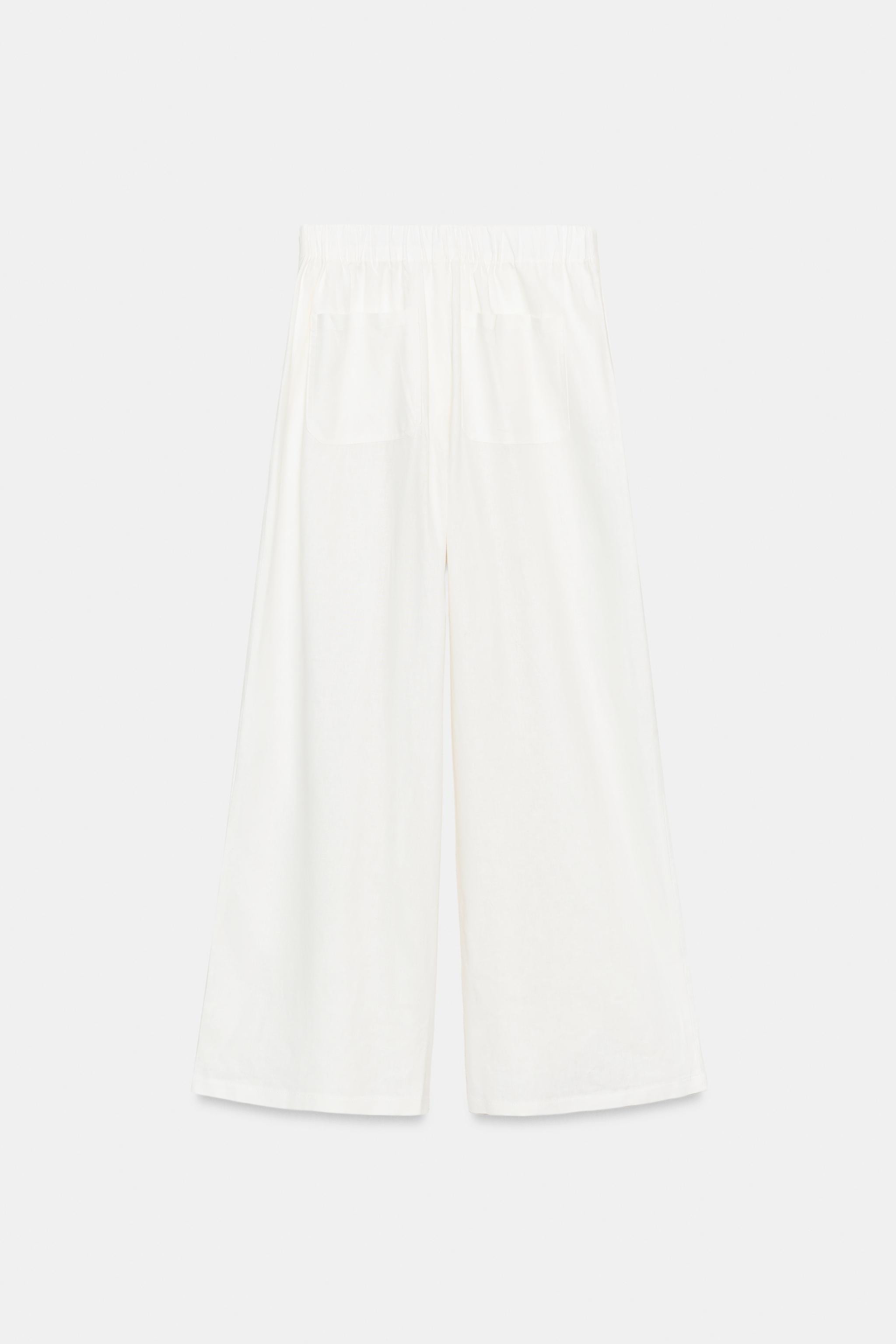 LINEN BLEND WIDE-LEG TROUSERS WITH PLEATS | Zara UK