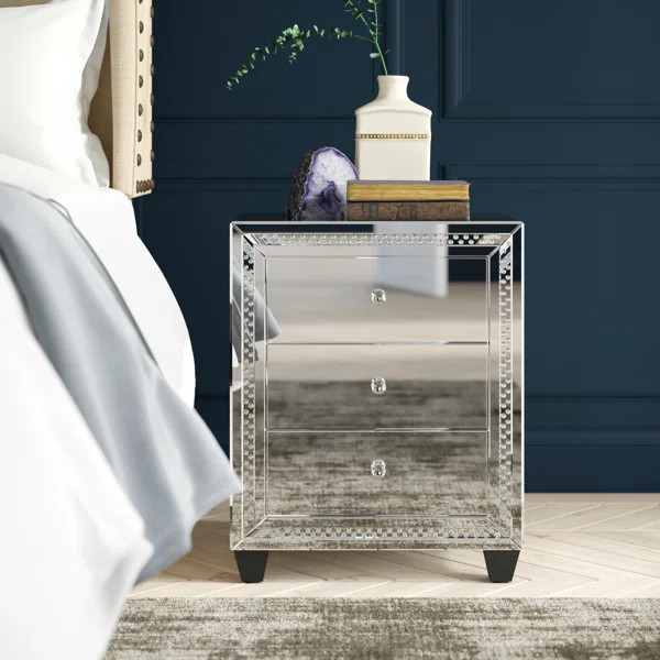 Laster 3 - Drawer Nightstand in Silver | Wayfair North America