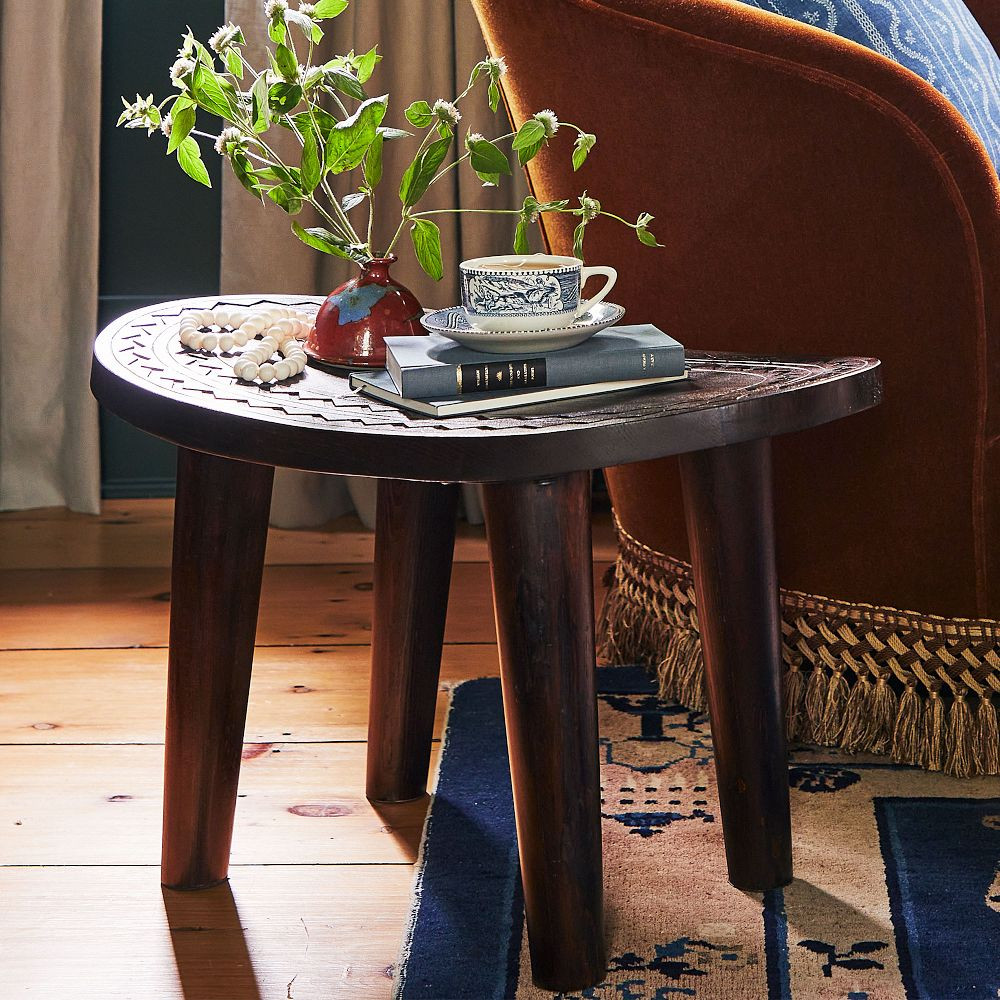 Carved Wooden Stool | GreenRow