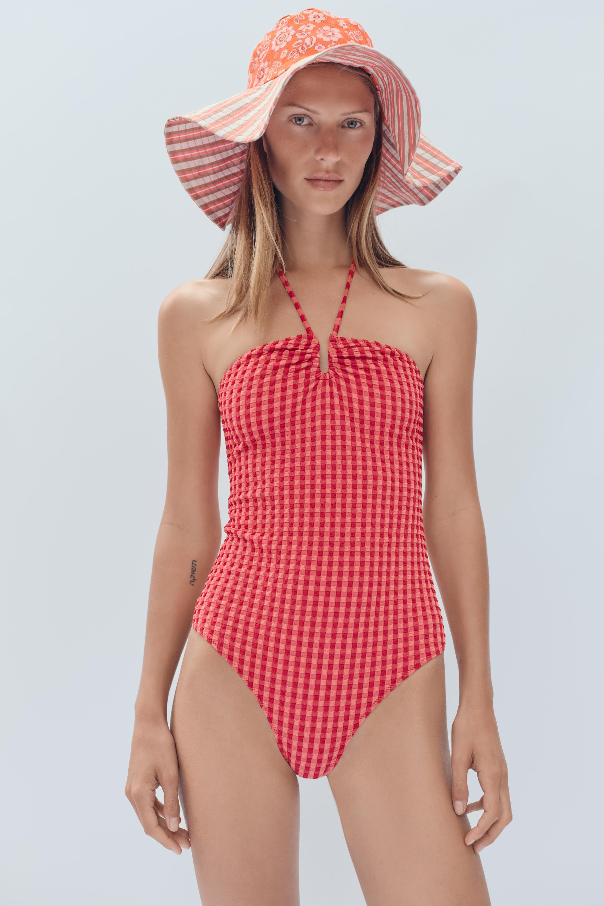 LIMITED EDITION GINGHAM HALTER SWIMSUIT | Zara US