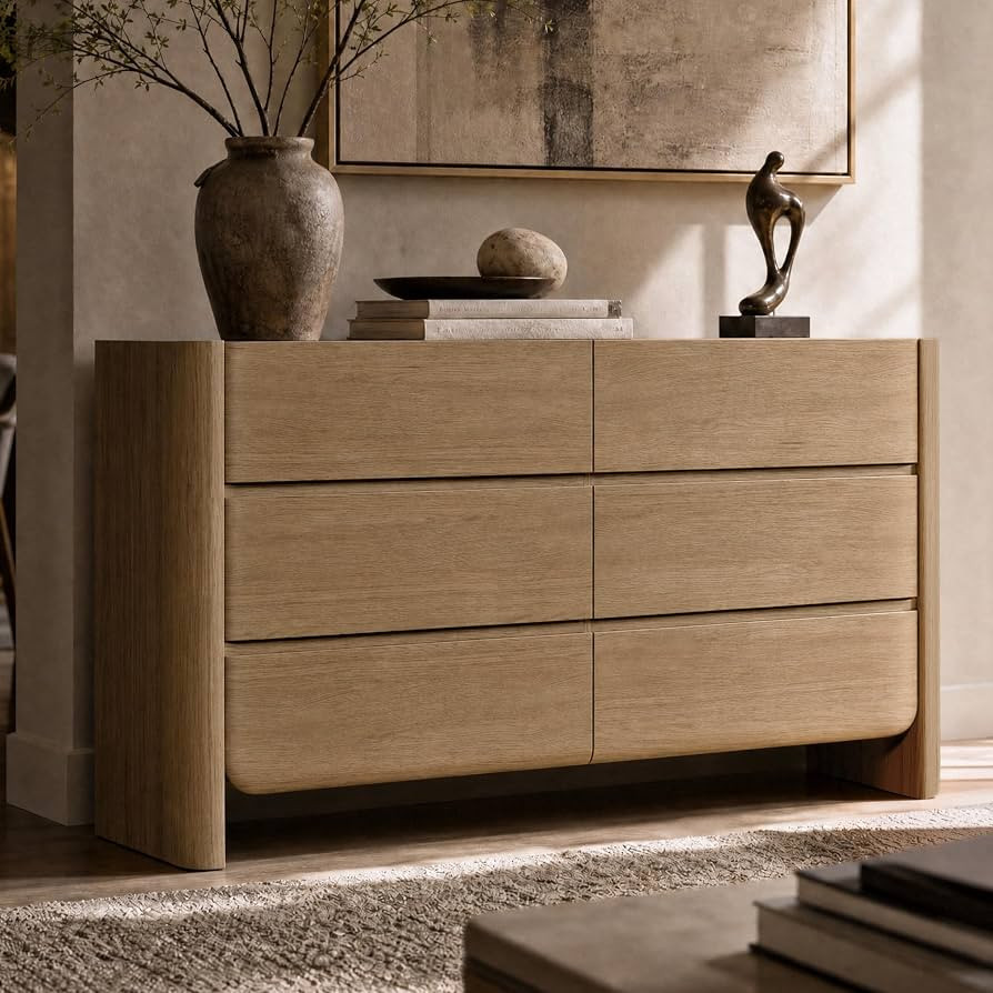 ModernMate 6 Drawer Dresser for Bedroom, Thick Rounded Side Panels & Handleless Design, 55" Wide ... | Amazon (US)