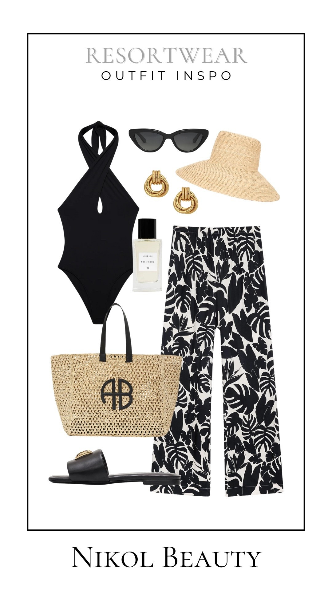 Resort mode: ON. Bold prints, chic black swim, and woven details that scream “vacation ready.”

resort wear outfit inspo, black one-piece swimsuit, chic beach outfit, tropical vacation style, summer travel wardrobe, wide-leg printed pants, woven beach bag style, minimal resort fashion, poolside chic, resort outfit ideas



#LTKSwim #LTKStyleTip #LTKItBag