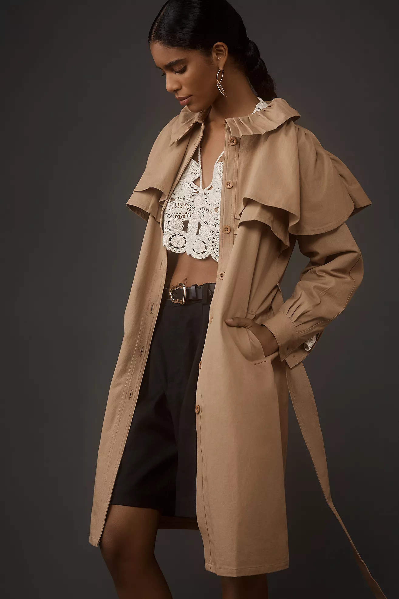 Mille Renata Ruffle Trench Coat | Anthropologie (US)