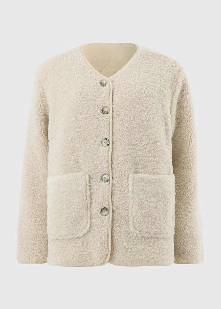 Cream Borg Jacket | Matalan (UK)
