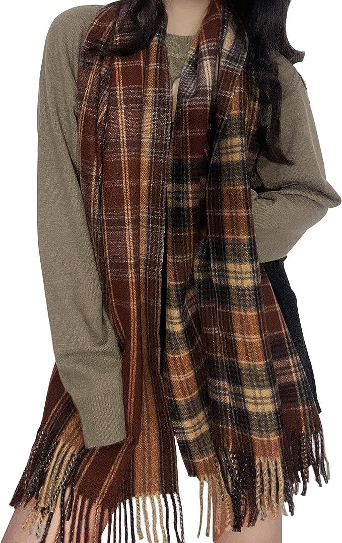 LCG Women's Long Fashion Classic Plaid Big Blanket Oversized Soft Chunky Winter Warm Scarf Stylis... | Amazon (US)