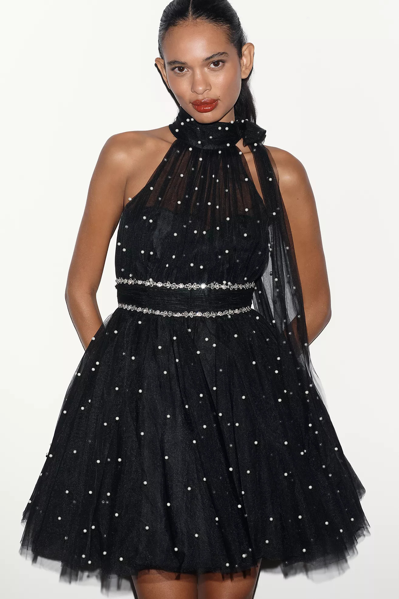 Mac Duggal Embellished Halter Fit & Flare Mini Dress | Anthropologie (US)