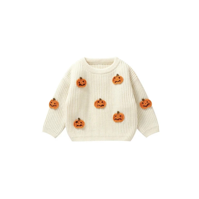 Toddler Baby Knit Sweater Girl Boy Halloween Pumpkin Face Pullover Knitwear Crewneck Sweaters Fal... | Walmart (US)