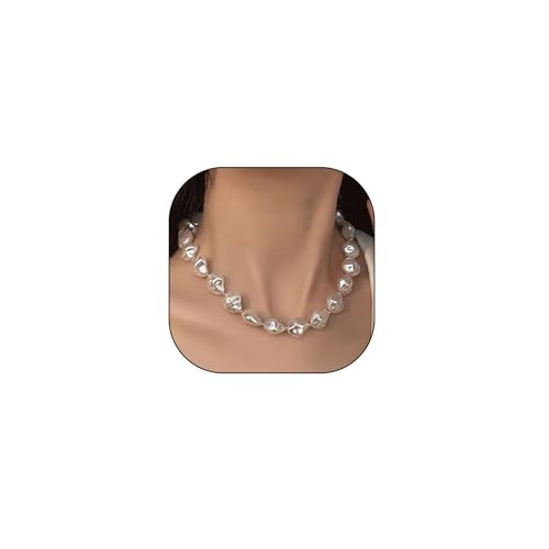 Natural Pearl Pendant Necklace for Women, Adjustable Baroque Dainty Pearl Beads Choker,Charming Simplify Daily Jewelry Gift (AA) | Amazon (US)