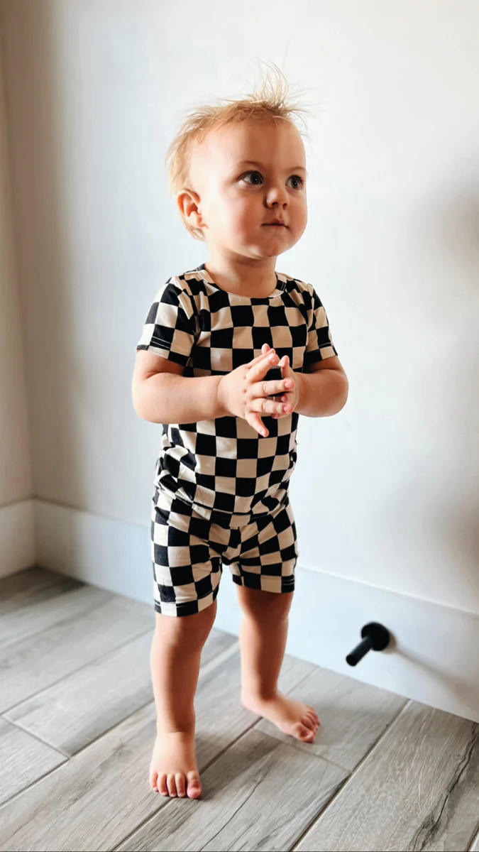 Black Checker | Bamboo Short Sets | Forever French