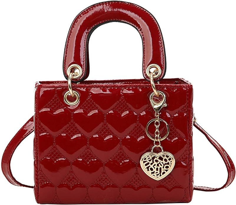 FGJKKK Purses and Handbag for Women Fashion Ladies Leather Top Handle Shiny Patent Satchel Should... | Amazon (US)
