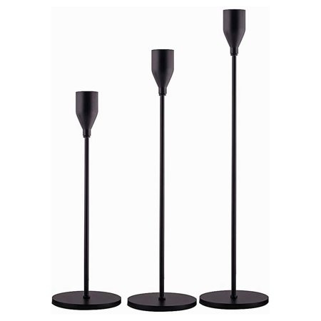 Black Candle Holders Set of 3 for Taper Candles for Wedding Party | Walmart (US)