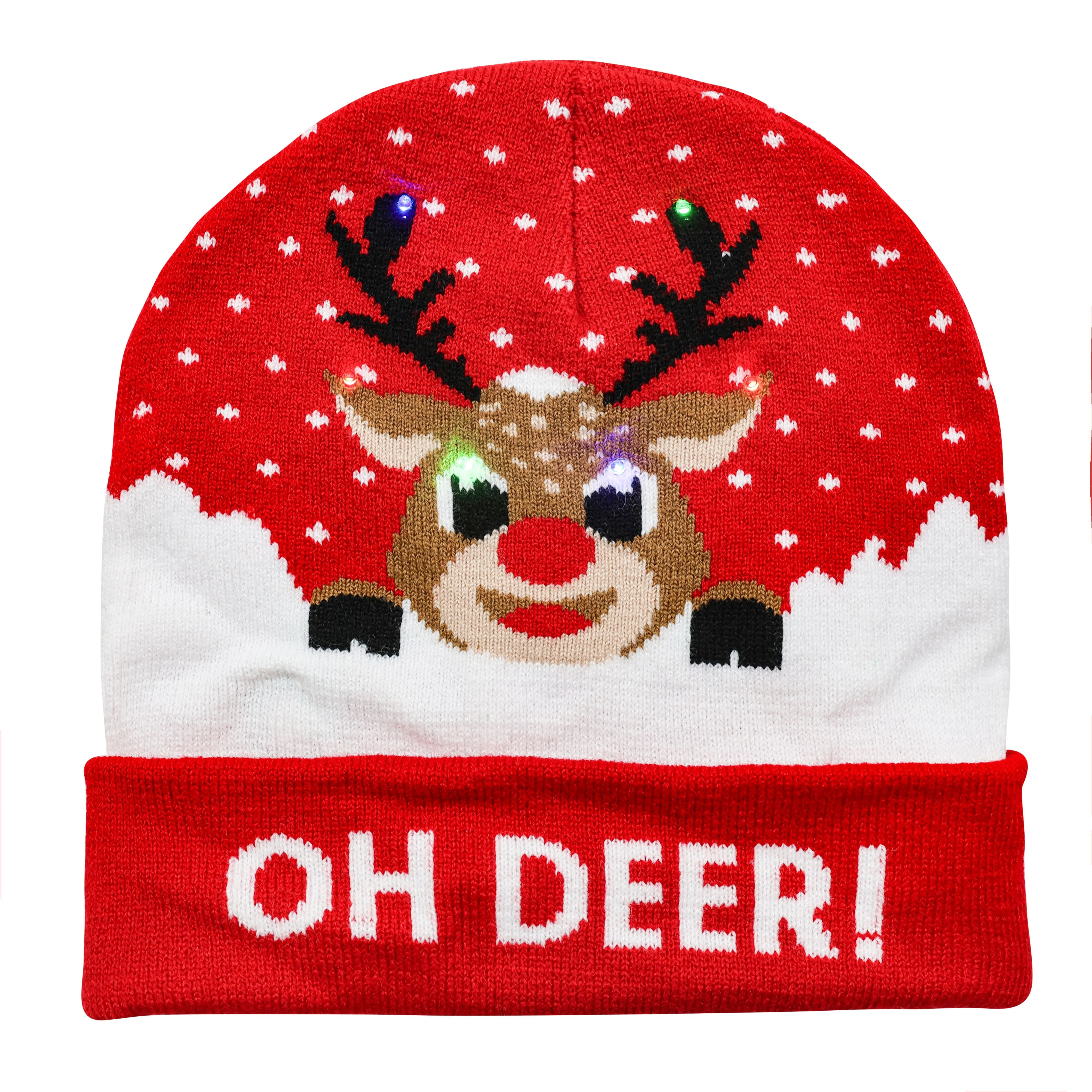Oh Deer! Light Up Beanie by Celebrate It™  - Holiday and Christmas Apparel and Accessories | Walmart (US)