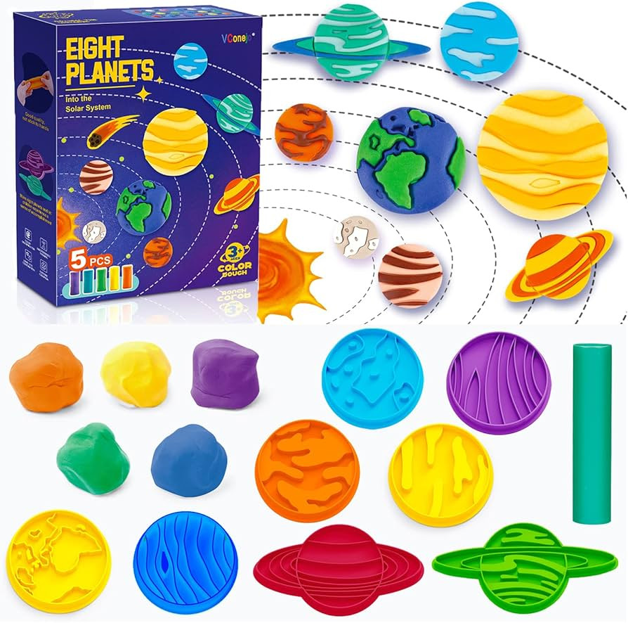 VConejo Color Dough Sets for Kids Ages 2-4, Planets Theme Color Dough Tool Set for Kids Ages 4-8,... | Amazon (US)