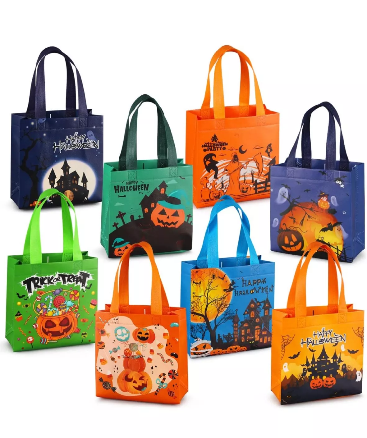 8PCS Halloween Treat Bags Candy Bags, Kids Trick or Treat Bags