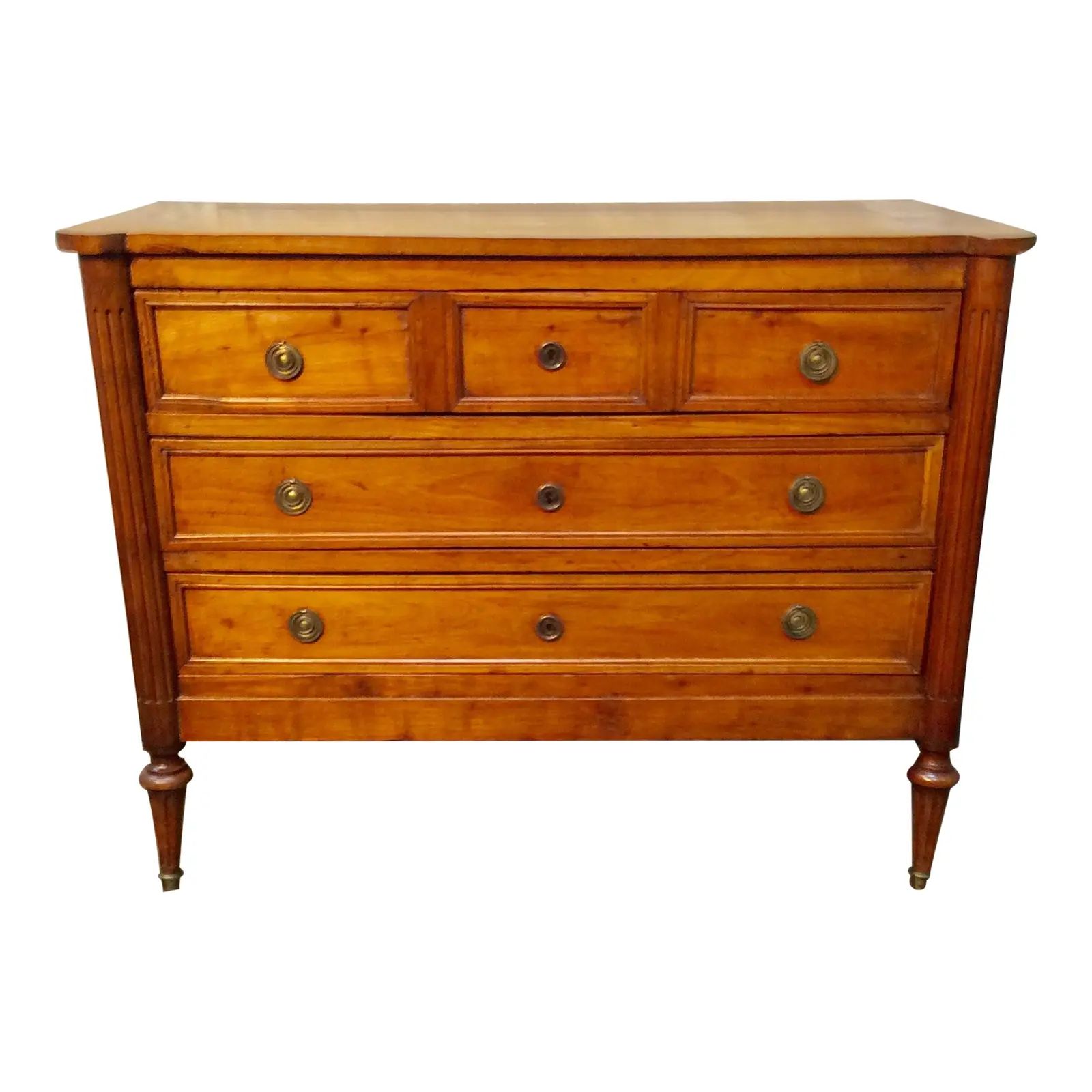 Late 1800s French Louis XVI Cherry Wood Chest of Drawers | Chairish