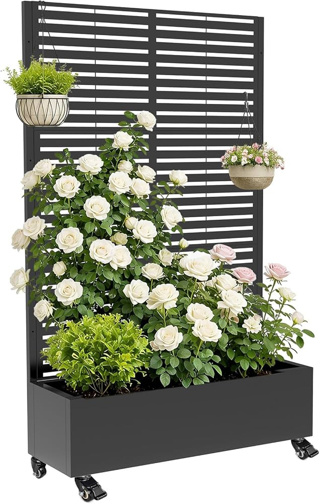 Metal Planter Box with Trellis, 73"x35"x16" Privacy Screen for Patio | Amazon (US)