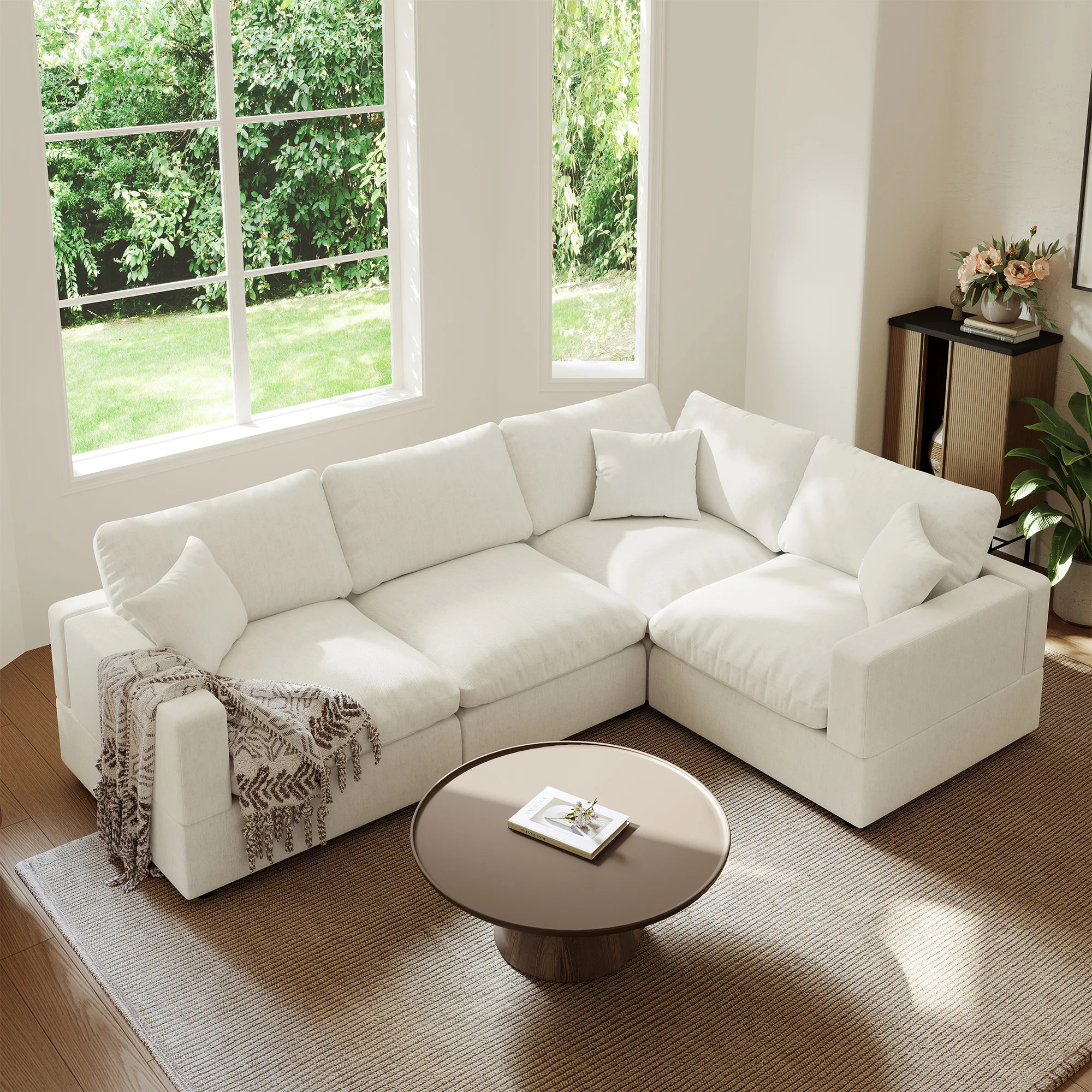 Upholstered Cloud Couch, Modular Sectional Sofa L-shaped Couch for Living Room Bedroom | Wayfair North America