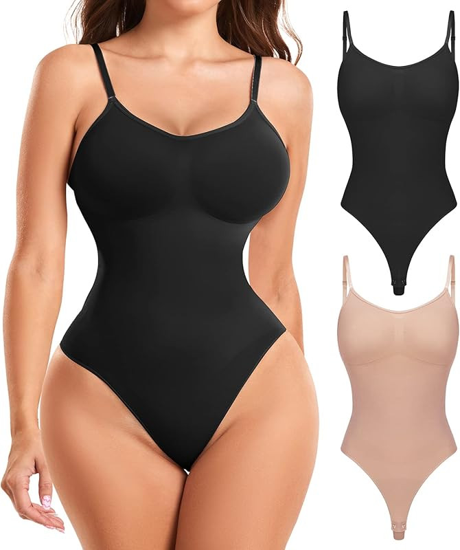 Aaseow 2 Piece shapewear bodysuit for women tummy control Seamless Thong Full Body shapewear skim... | Amazon (US)