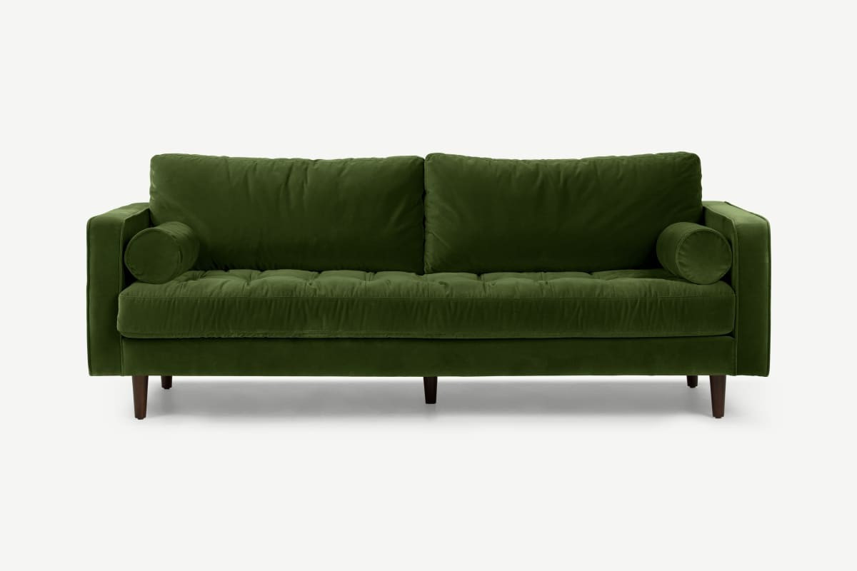 Scott 3 Seater Sofa, Grass Cotton Velvet | Made.com UK