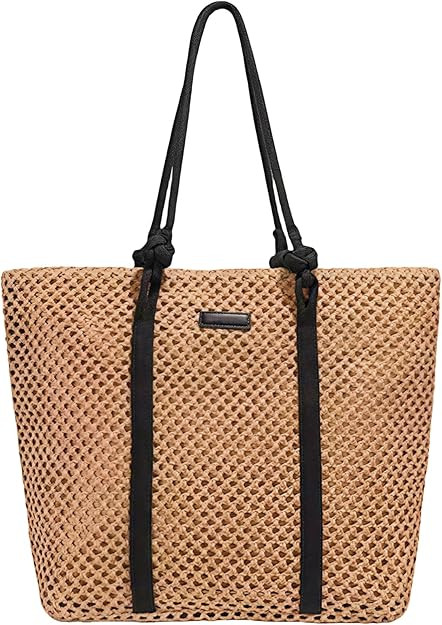 Straw Bags For Women, Crochet Beach Bag Large Woven Shoulder Purse Handbag, Beach Tote Straw Bag ... | Amazon (US)