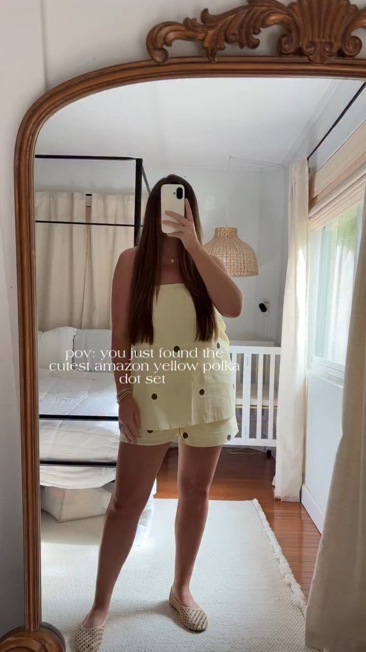 the cutest butter yellow amazon set!! wearing a size medium say DOT for 🔗👏🏼💛 #amazonsets #amazonset #amazonoutfit #amazonfashion